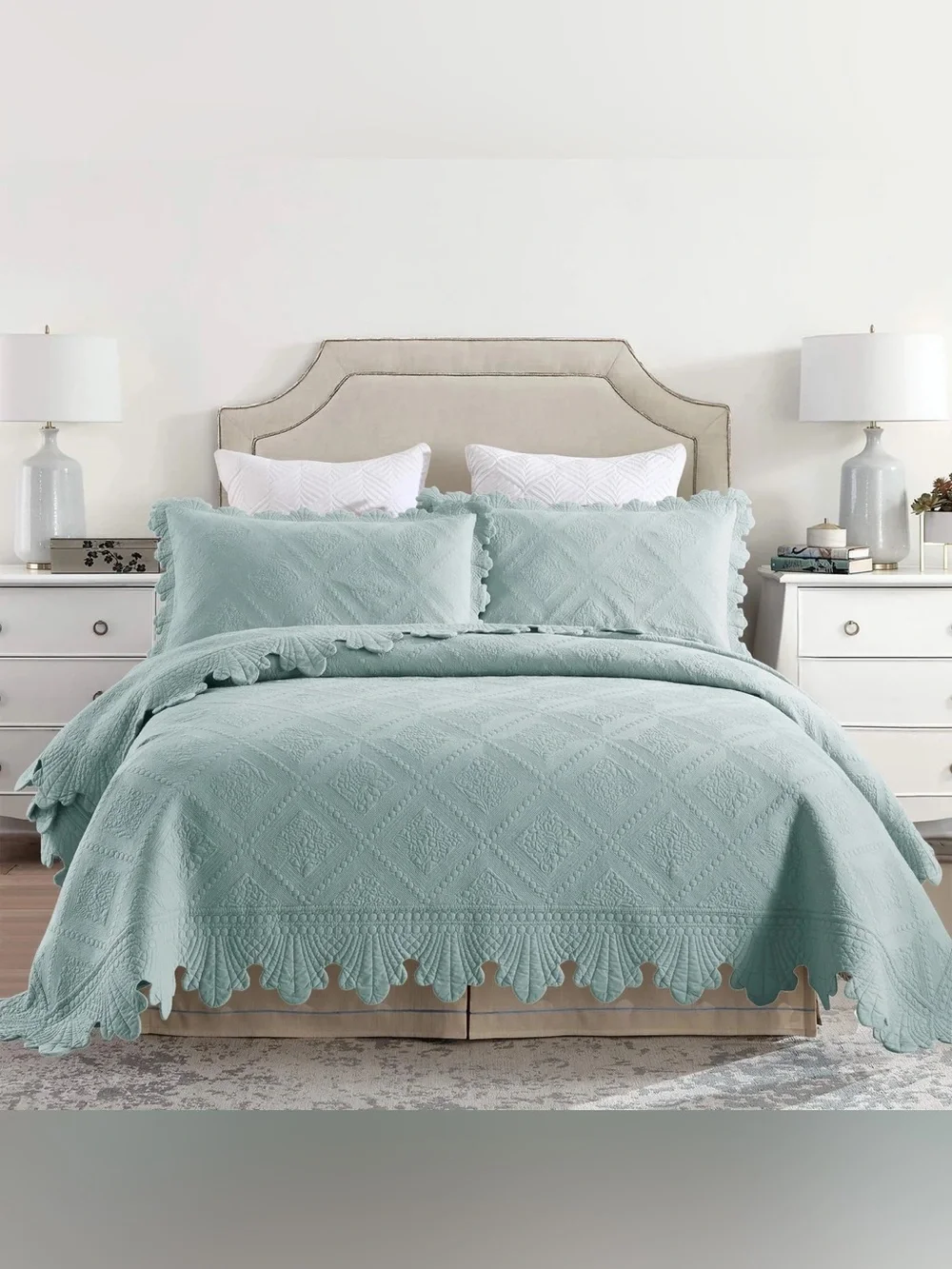 3 PIECE 100% COTTON OVERSIZED LIGHTWEIGHT QUILT BEDSPREAD SET